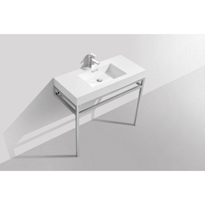 KubeBath Haus Single Sink Stainless Steel Console - Sea & Stone Bath