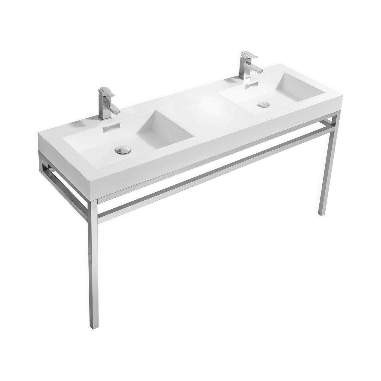 KubeBath Haus 60" Double Sink Stainless Steel Console - Sea & Stone Bath