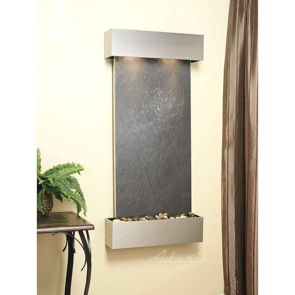 
  
  Indoor Waterfall, Wall-Mounted with Light | 54" x 25" | Cascade Springs by Adagio
  
