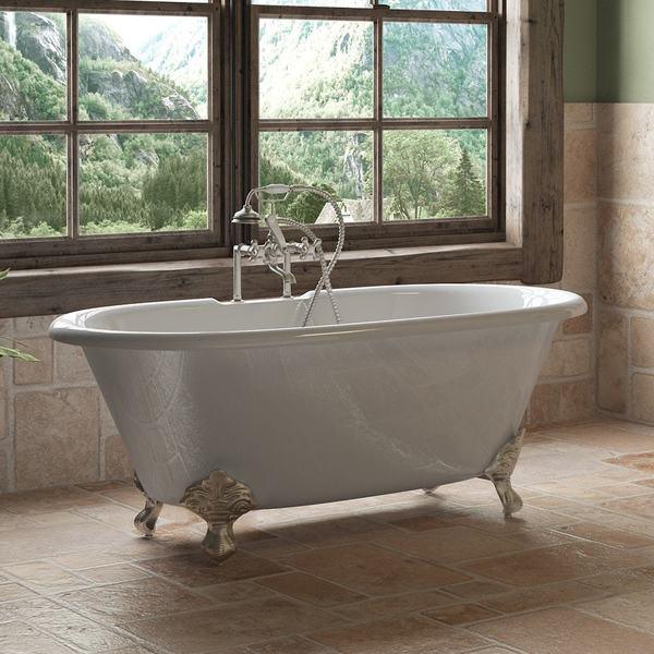 Cambridge Plumbing Cast Iron Double Ended Clawfoot Tub 60" X 30" Optional Styles Faucets and Hardware - Sea & Stone Bath
