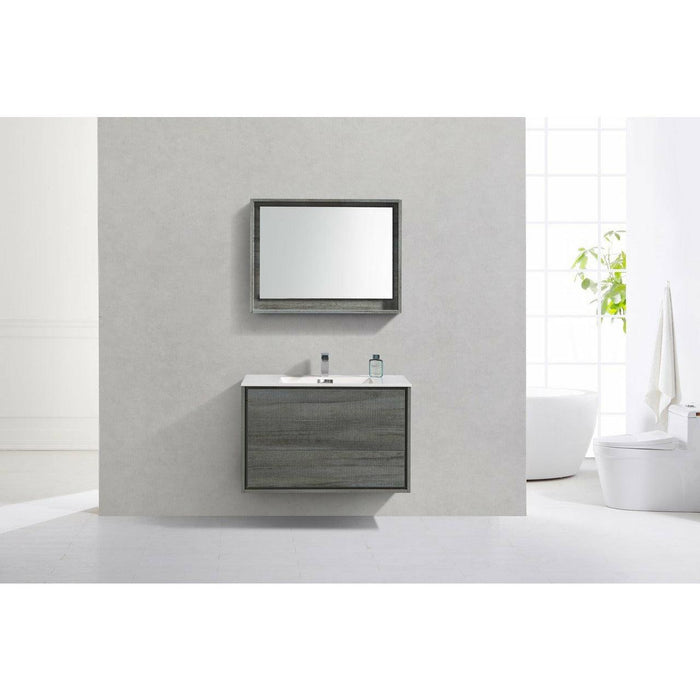 KubeBath DeLusso Single Wall Mount Modern Bathroom Vanity - Sea & Stone Bath