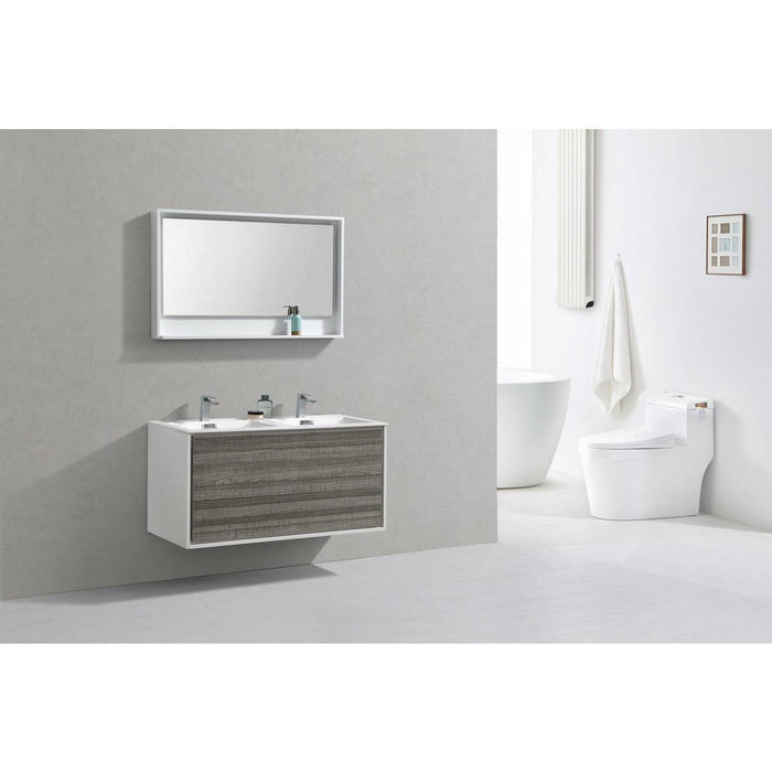 KubeBath DeLusso Double Sink Wall Mount Modern Bathroom Vanity - Sea & Stone Bath