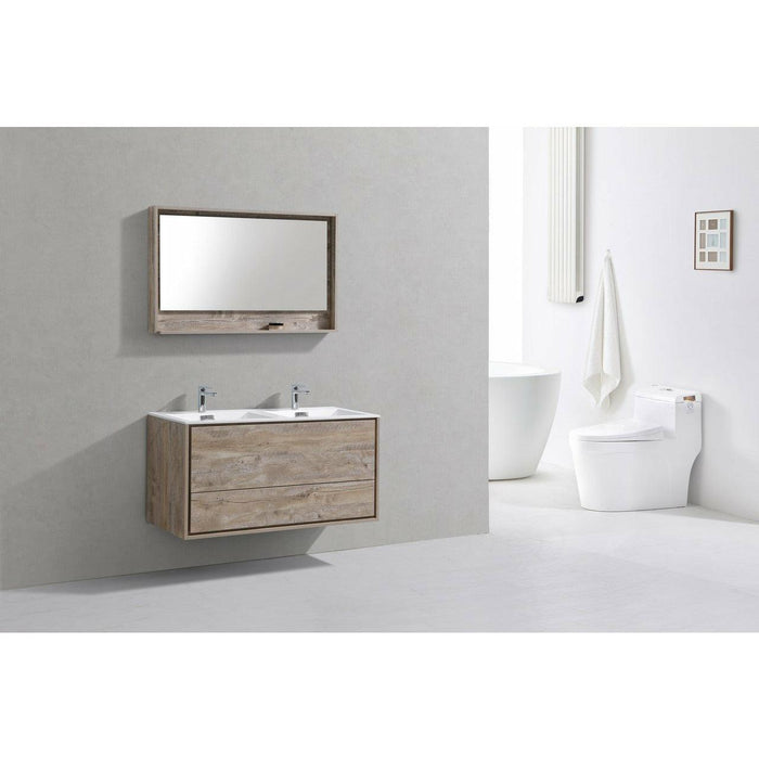 KubeBath DeLusso Double Sink Wall Mount Modern Bathroom Vanity - Sea & Stone Bath
