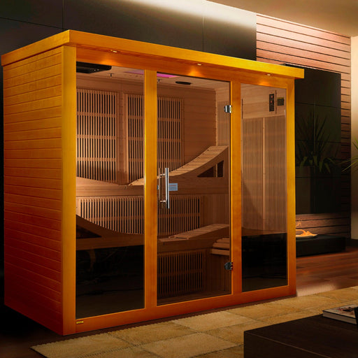 Golden Designs Dynamic Monaco 6-person Ultra Low EMF (Under 3MG) FAR Infrared Sauna - Sea & Stone Bath
