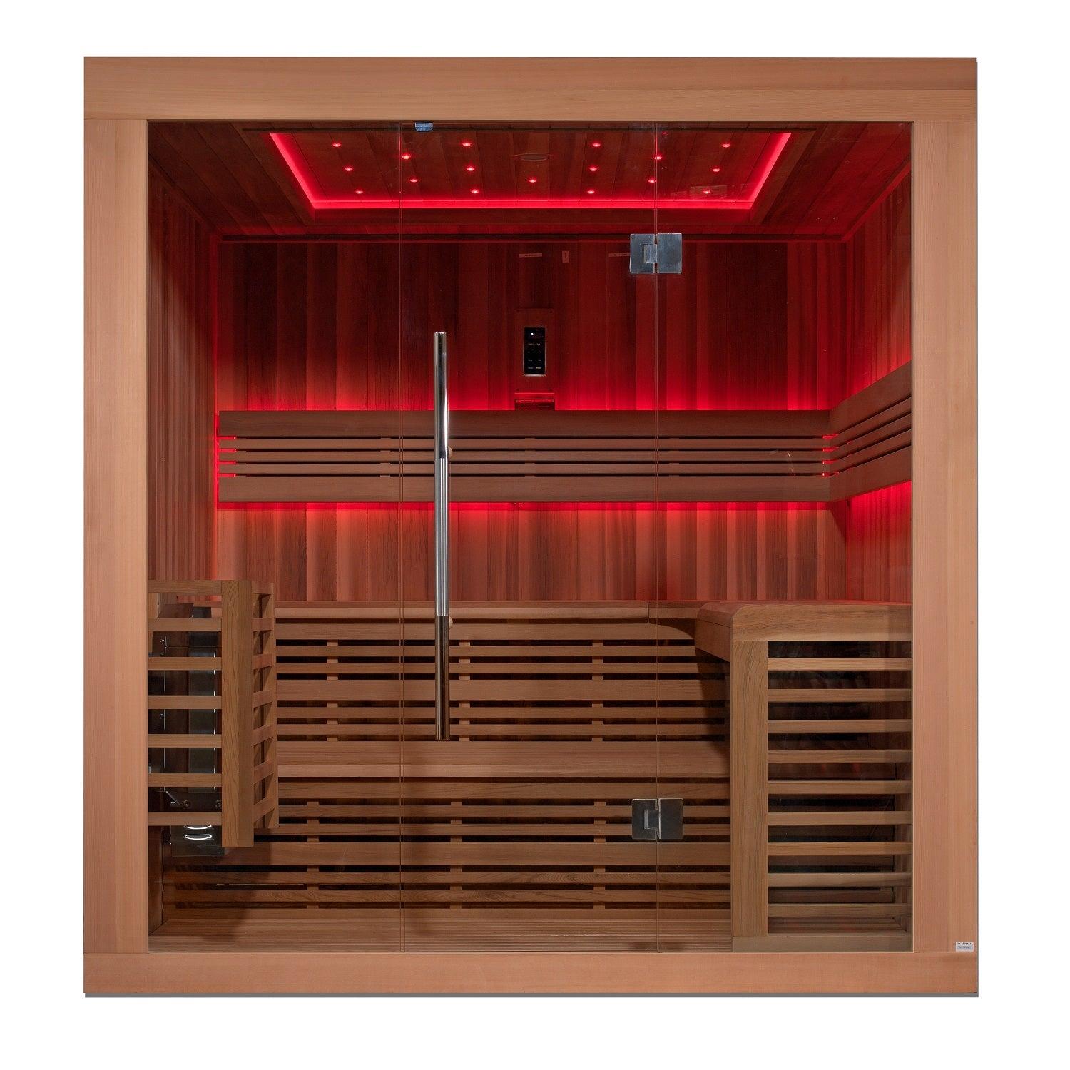 Golden Designs Osla Edition 6 Person Traditional Steam Sauna - Canadian Red Cedar - Sea & Stone Bath