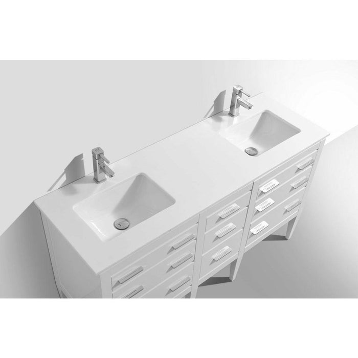 KubeBath Eiffel Double Sink Vanity with Quartz Counter Top - Sea & Stone Bath