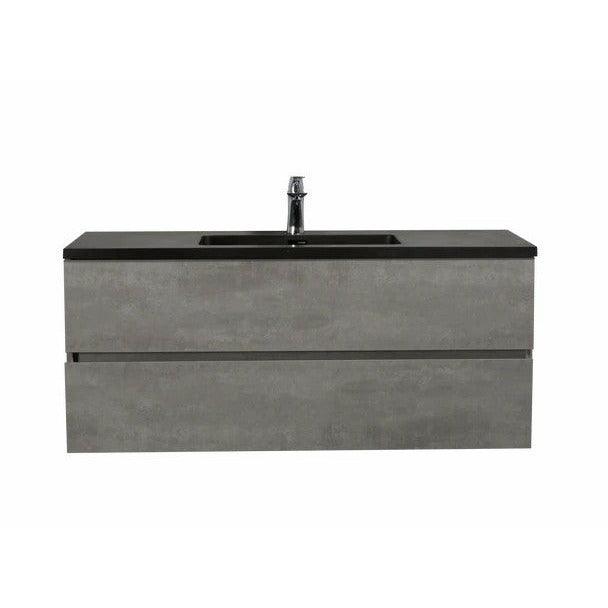 Alma EDI Cement Gray Wall Mount Single Vanity With Integrated Black Sink - Sea & Stone Bath