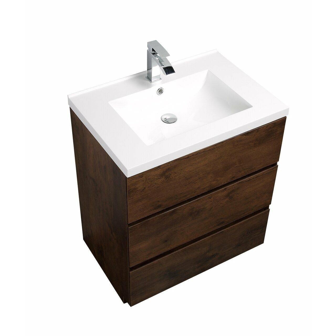 Alma Edison Single Vanity with Integrated Sink - Sea & Stone Bath