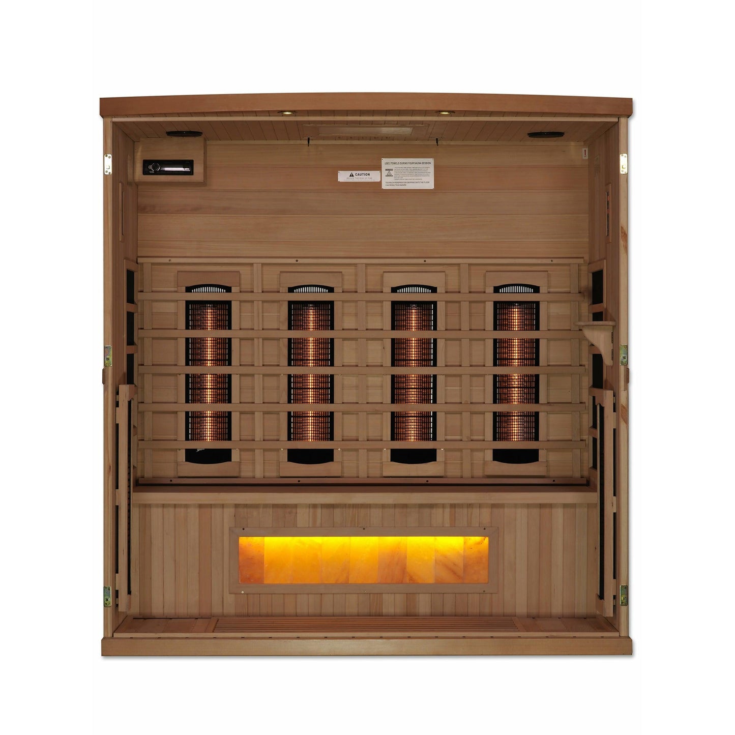 Golden Designs 4-Person Full Spectrum PureTech™ Near Zero EMF FAR Infrared Sauna with Himalayan Salt Bar (Canadian Hemlock) - Sea & Stone Bath