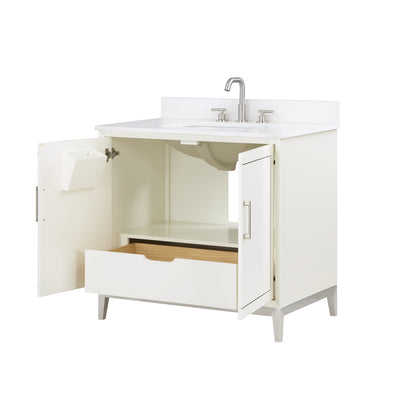 BEMMA Design Gracie Single Bathroom Vanity Set With White Quartz or Carrara Marble Top