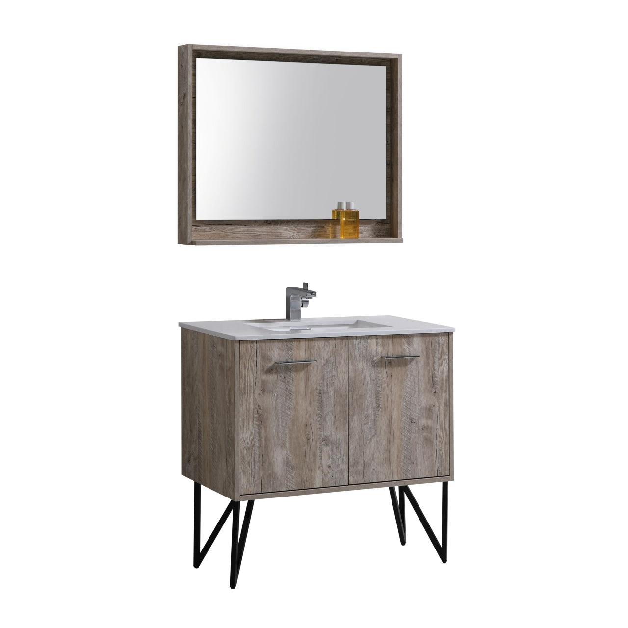 KubeBath Bosco Single Modern Bathroom Vanity w/ Quartz Countertop - Sea & Stone Bath