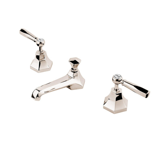 BARBER WILSONS MASTERCRAFT LEVER WIDESPREAD FAUCET 5" 1/2" SPOUT WITH POP UP WASTE WITH WHITE PORCELAIN BUTTONS - Sea & Stone Bath
