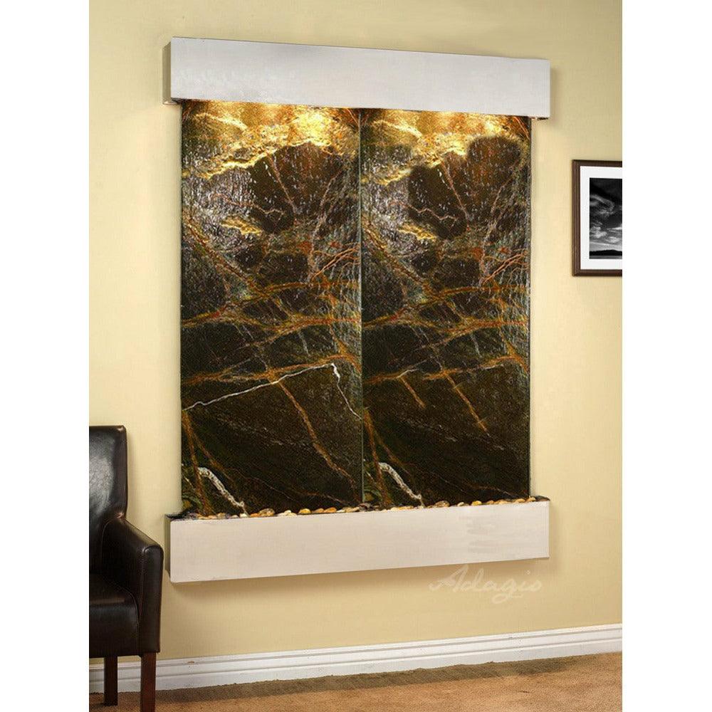 
  
  Indoor Waterfall, Wall-Mounted with Light | 69" x 54" | Majestic River by Adagio
  
