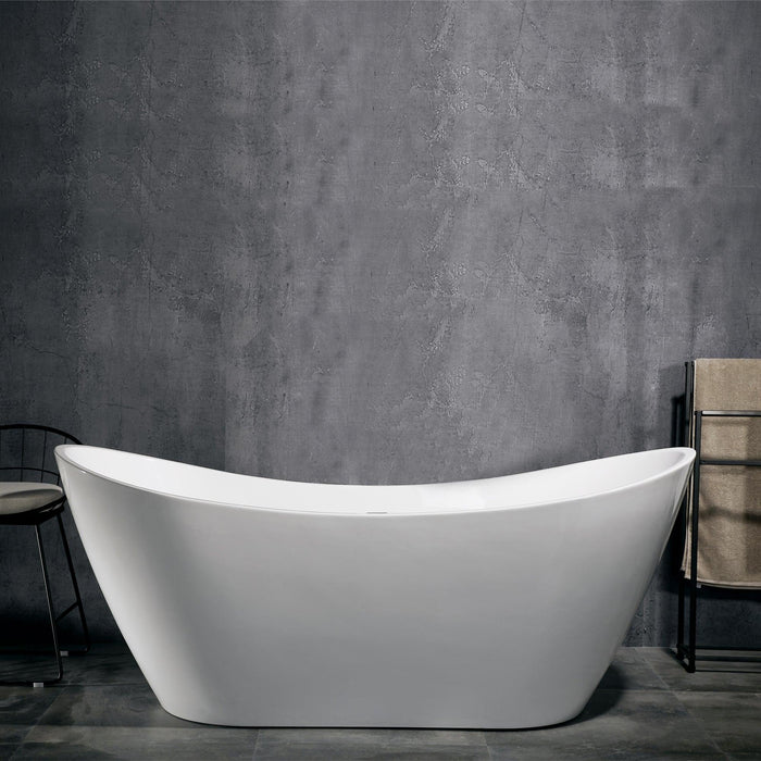 PULSE 28.4"H x 70.6"W x 29.3"D White 100% Acrylic Freestanding Tub (PT-1006) - Sea & Stone Bath