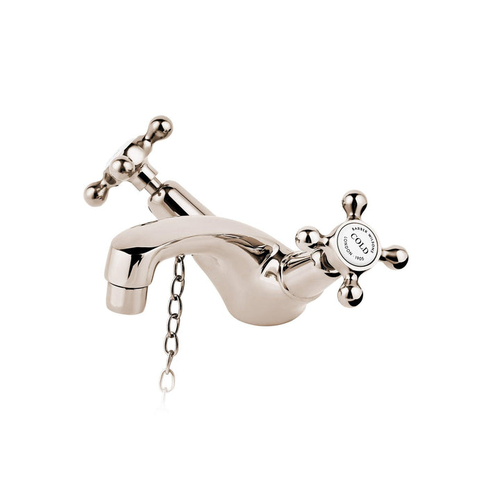 BARBER WILSONS REGENT 1890'S/1900'S SINGLE HOLE FAUCET WITH PLUG AND CHAIN ATTACHED (CERAMIC DISC) WITH WHITE PORCELAIN BUTTONS - Sea & Stone Bath