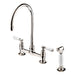 BARBER WILSONS REGENT 1890'S/1900'S 3 HOLE BRIDGE FAUCET 8" SWAN NECK SWIVEL SPOUT W/HAND SPRAY (CERAMIC DISC) AND WHITE PORCELAIN LEVER AND BUTTONS AND SPRAY - Sea & Stone Bath