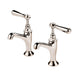 BARBER WILSONS REGENT 1890'S/1900'S PAIR PILLAR TAPS (CERAMIC DISC) WITH METAL LEVER AND BUTTONS - Sea & Stone Bath