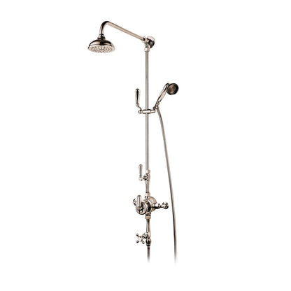 BARBER WILSONS REGENT 1890'S/1900'S EXPOSED DUAL THERMOSTATIC SHOWER WITH HANDSPRAY ON SLIDER W/5" RAIN HEAD WITH METAL LEVERS, BUTTONS AND SPRAY - Sea & Stone Bath