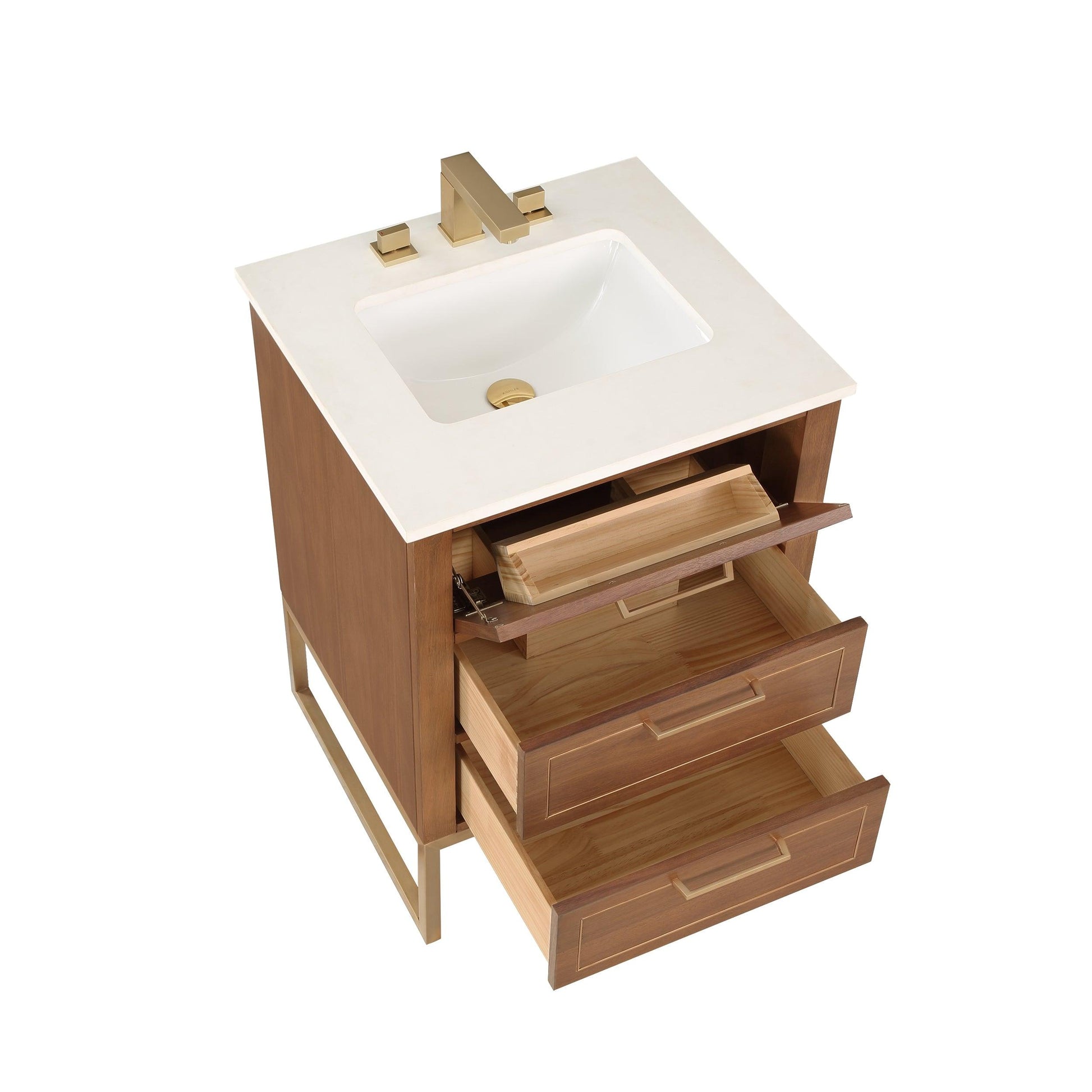 
  
  BEMMA Design Markham Single Bathroom Vanity Set with Quartz or Marble Top
  
