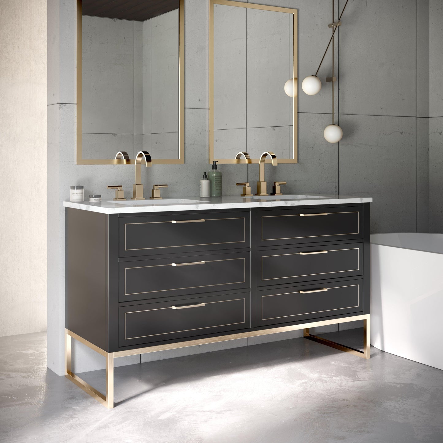 BEMMA Design Markham Double Bathroom Vanity Set with Quartz or Marble Top - Sea & Stone Bath