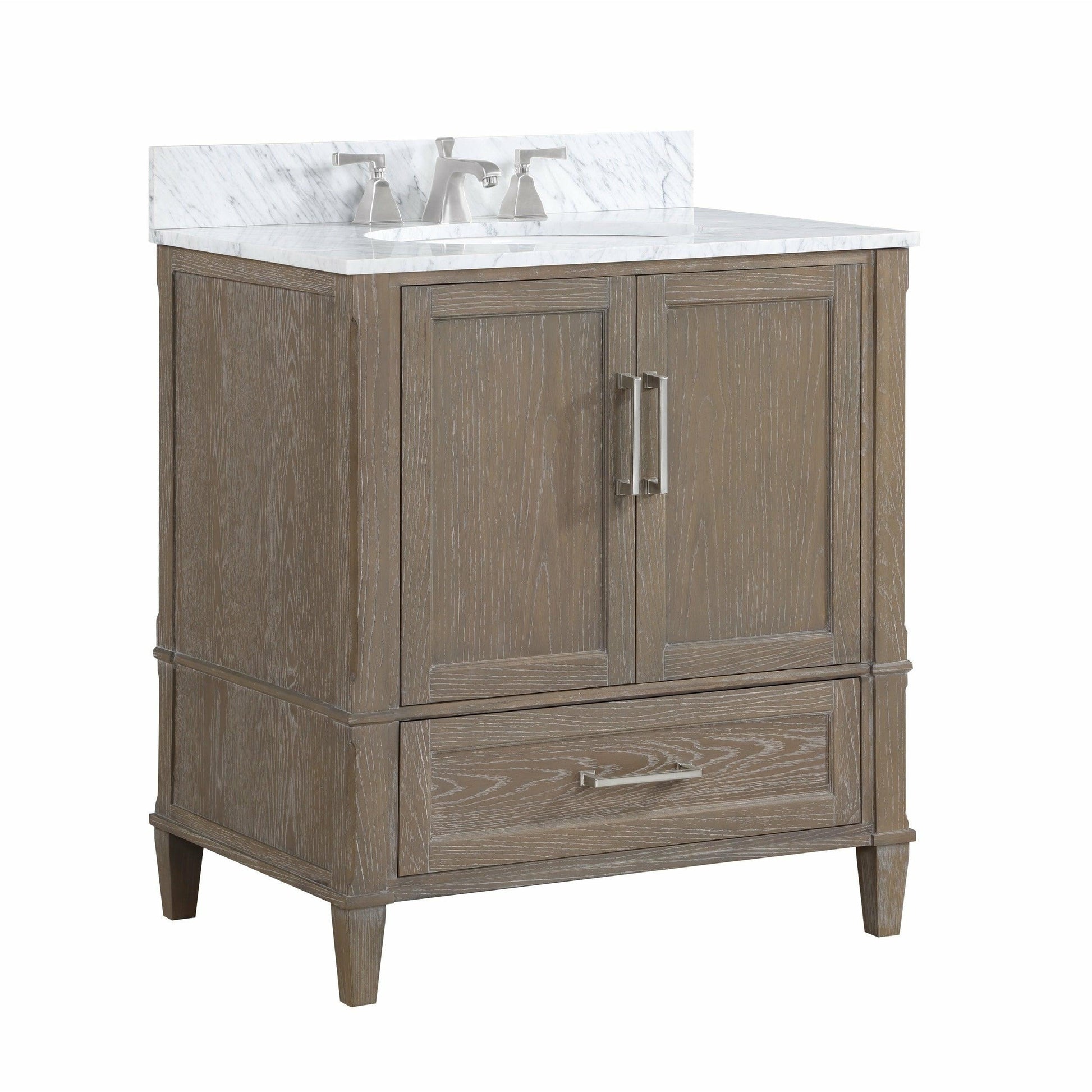 BEMMA Design Montauk Single Bathroom Vanity Set with White Quartz or Carrara Marble Top - Sea & Stone Bath