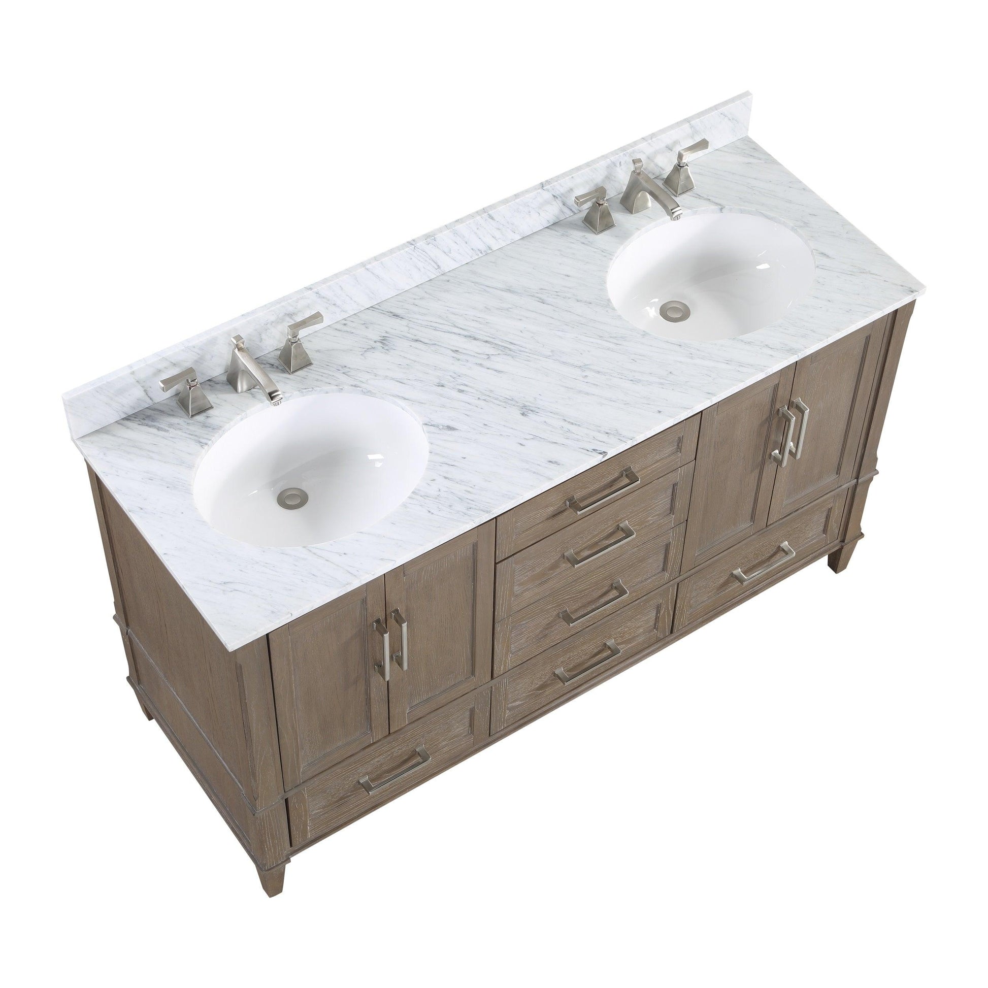BEMMA Design Montauk 60" Double Bathroom Vanity Set with White Quartz or Carrara Marble Top - Sea & Stone Bath