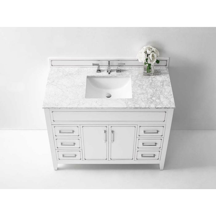 Ancerre Aspen Single Bath Vanity Set with Italian Carrara White Marble Vanity top and White Undermount Basin - Sea & Stone Bath