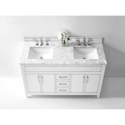 Ancerre Aspen Double Bath Vanity Set with Italian Carrara White Marble Vanity top and White Undermount Basin - Sea & Stone Bath