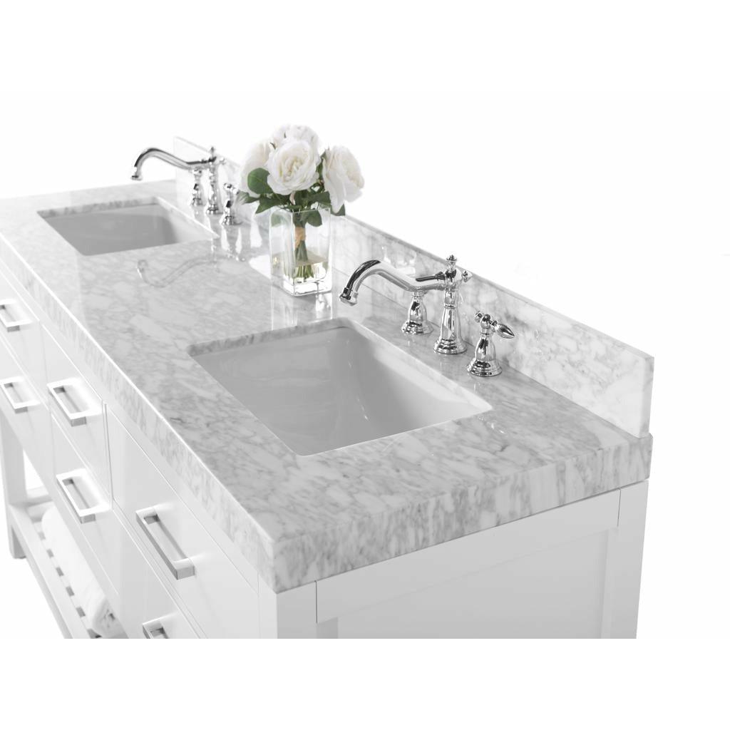 Ancerre Elizabeth Double Bath Vanity Set with Italian Carrara White Marble Vanity top and White Undermount Basin - Sea & Stone Bath