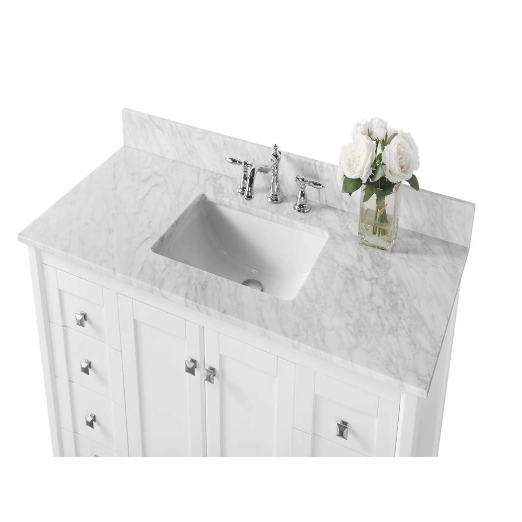 
  
  Ancerre Shelton 48 in. Single Bath Vanity Set with Italian Carrara White Marble Vanity top and White Undermount Basin
  
