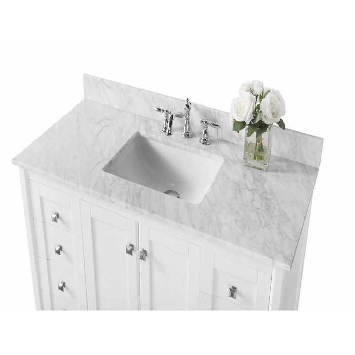 Ancerre Shelton 48 in. Single Bath Vanity Set with Italian Carrara White Marble Vanity top and White Undermount Basin - Sea & Stone Bath