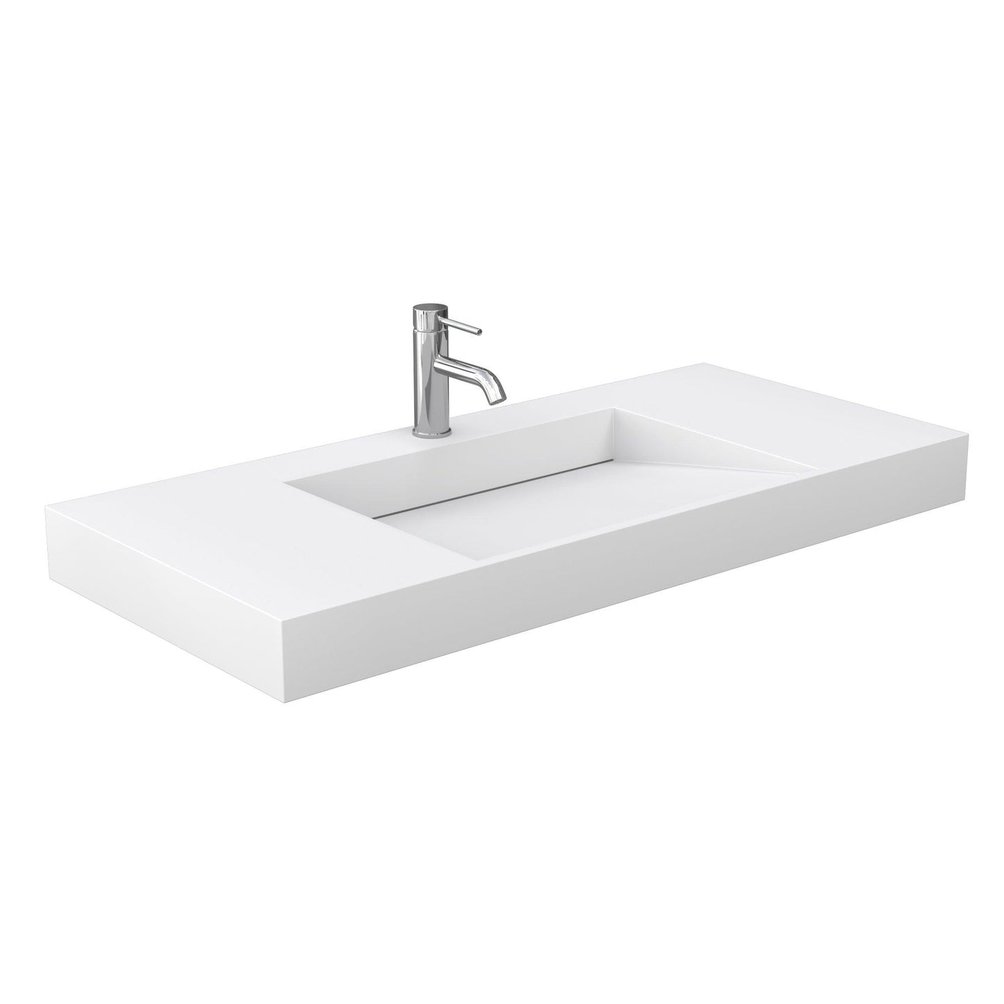 Wyndham Collection Miranda Single Bathroom Vanity in White, 4 Inch Thick Matte White Solid Surface Countertop, Integrated Sink, Complementary Trim, Optional Mirror - Sea & Stone Bath
