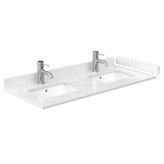Wyndham Collection Avery Double Bathroom Vanity in White, Light-Vein Carrara Cultured Marble Countertop, Undermount Square Sinks, Optional Mirror, Brushed Gold Trim - Sea & Stone Bath