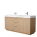 Wyndham Collection Maroni Double Bathroom Vanity in Light Straw, 4 Inch Thick Matte White Solid Surface Countertop, Integrated Sinks - Sea & Stone Bath