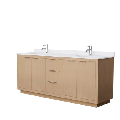 Wyndham Collection Maroni Double Bathroom Vanity in Light Straw, White Cultured Marble Countertop, Undermount Square Sinks - Sea & Stone Bath