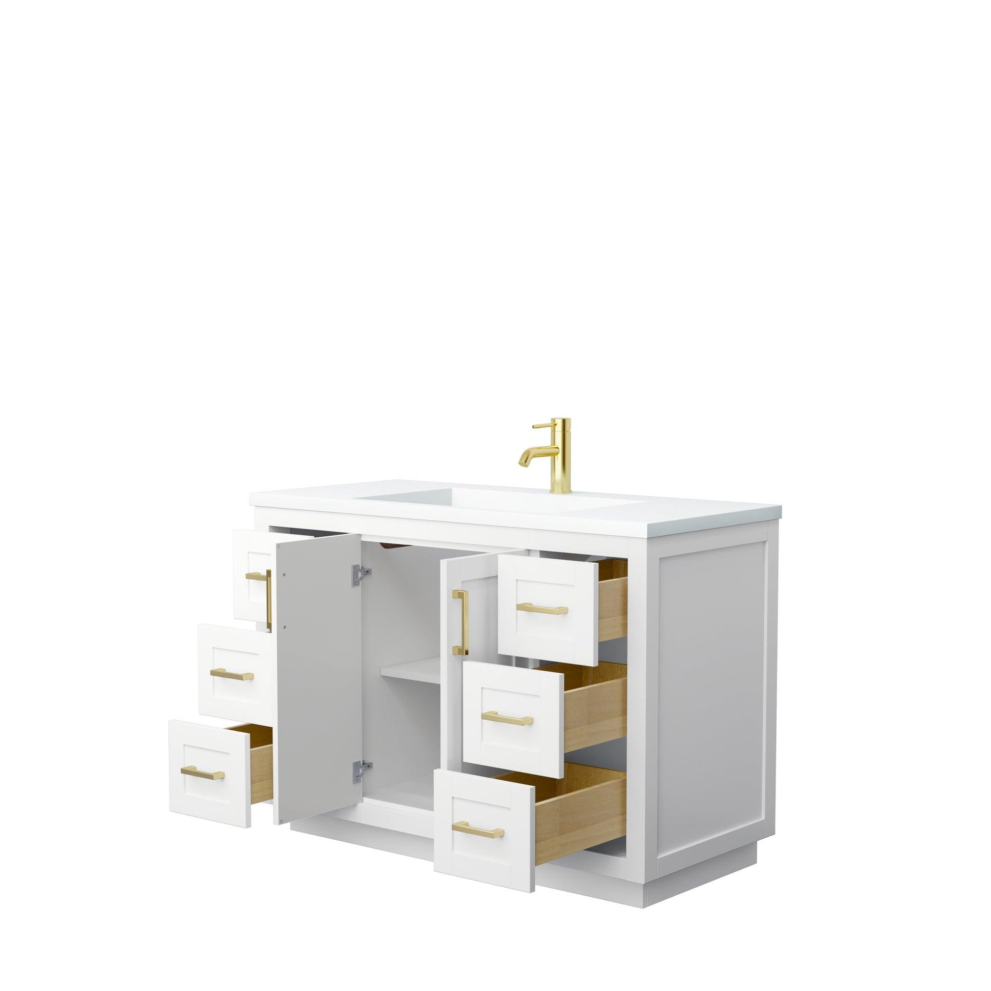 
  
  Wyndham Collection Miranda Single Bathroom Vanity in White, 1.25 Inch Thick Matte White Solid Surface Countertop, Integrated Sink, Complementary Trim, Optional Mirror
  
