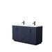 Wyndham Collection Miranda Double Bathroom Vanity in Dark Blue, 1.25 Inch Thick Matte White Solid Surface Countertop, Integrated Sinks, Complementary Trim, Optional Mirror - Sea & Stone Bath