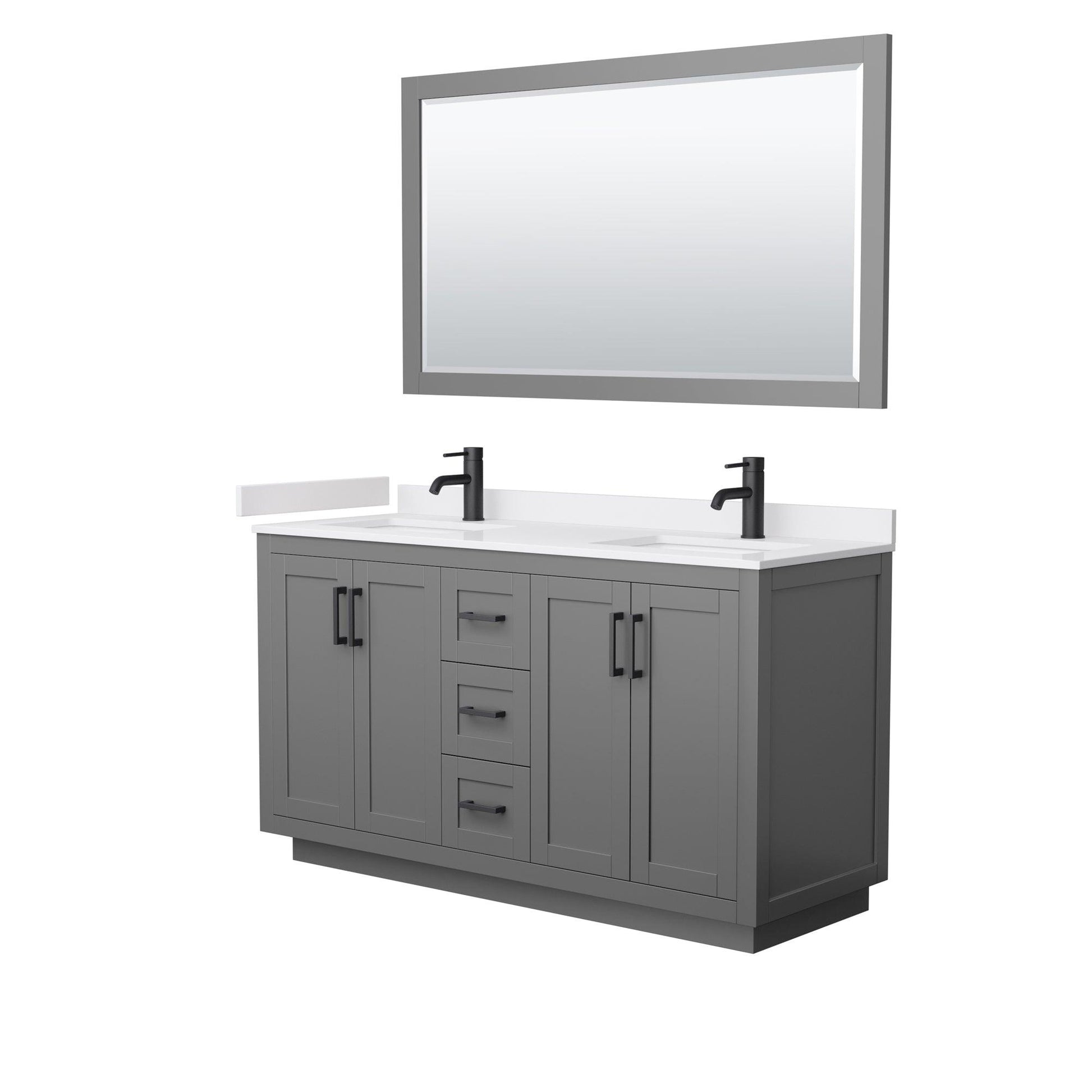 
  
  Wyndham Collection Miranda Double Bathroom Vanity in Dark Gray, White Cultured Marble Countertop, Undermount Square Sinks, Complementary Trim, Optional Mirror
  
