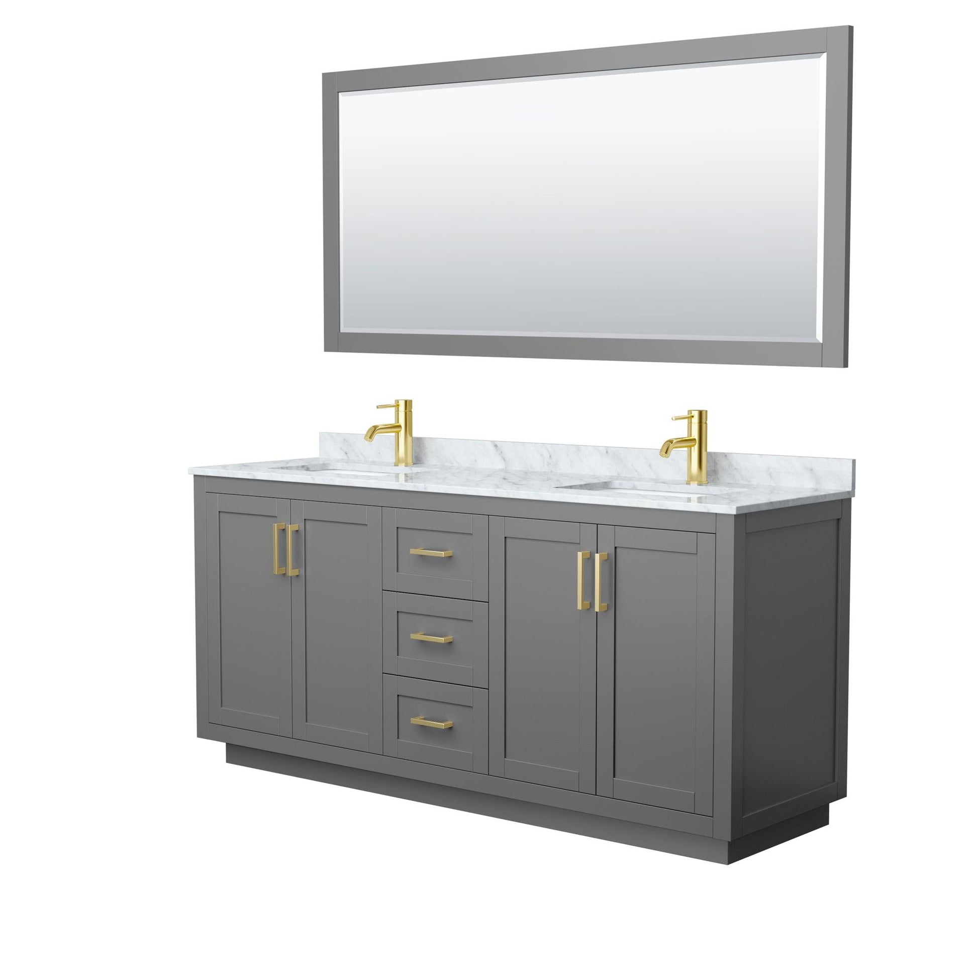 
  
  Wyndham Collection Miranda Double Bathroom Vanity in Dark Gray, White Carrara Marble Countertop, Undermount Square Sinks, Complementary Trim, Optional Mirror
  
