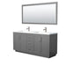 Wyndham Collection Miranda Double Bathroom Vanity in Dark Gray, 1.25 Inch Thick Matte White Solid Surface Countertop, Integrated Sinks, Complementary Trim, Optional Mirror - Sea & Stone Bath