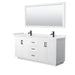 Wyndham Collection Miranda Double Bathroom Vanity in White, White Cultured Marble Countertop, Undermount Square Sinks, Complementary Trim, Optional Mirror - Sea & Stone Bath