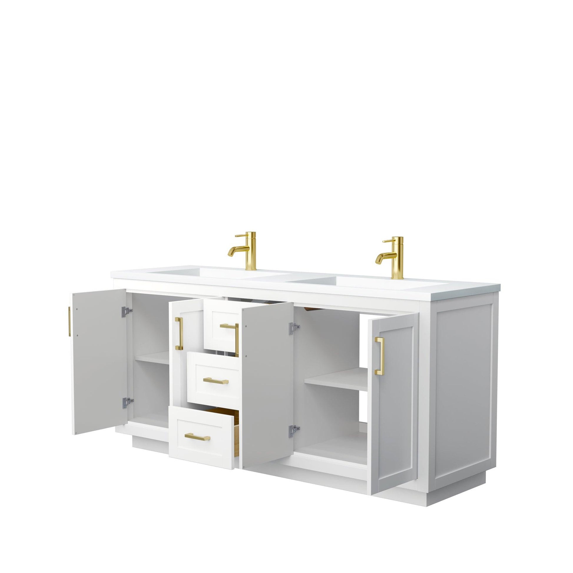 
  
  Wyndham Collection Miranda Double Bathroom Vanity in White, 1.25 Inch Thick Matte White Solid Surface Countertop, Integrated Sinks, Complementary Trim, Optional Mirror
  
