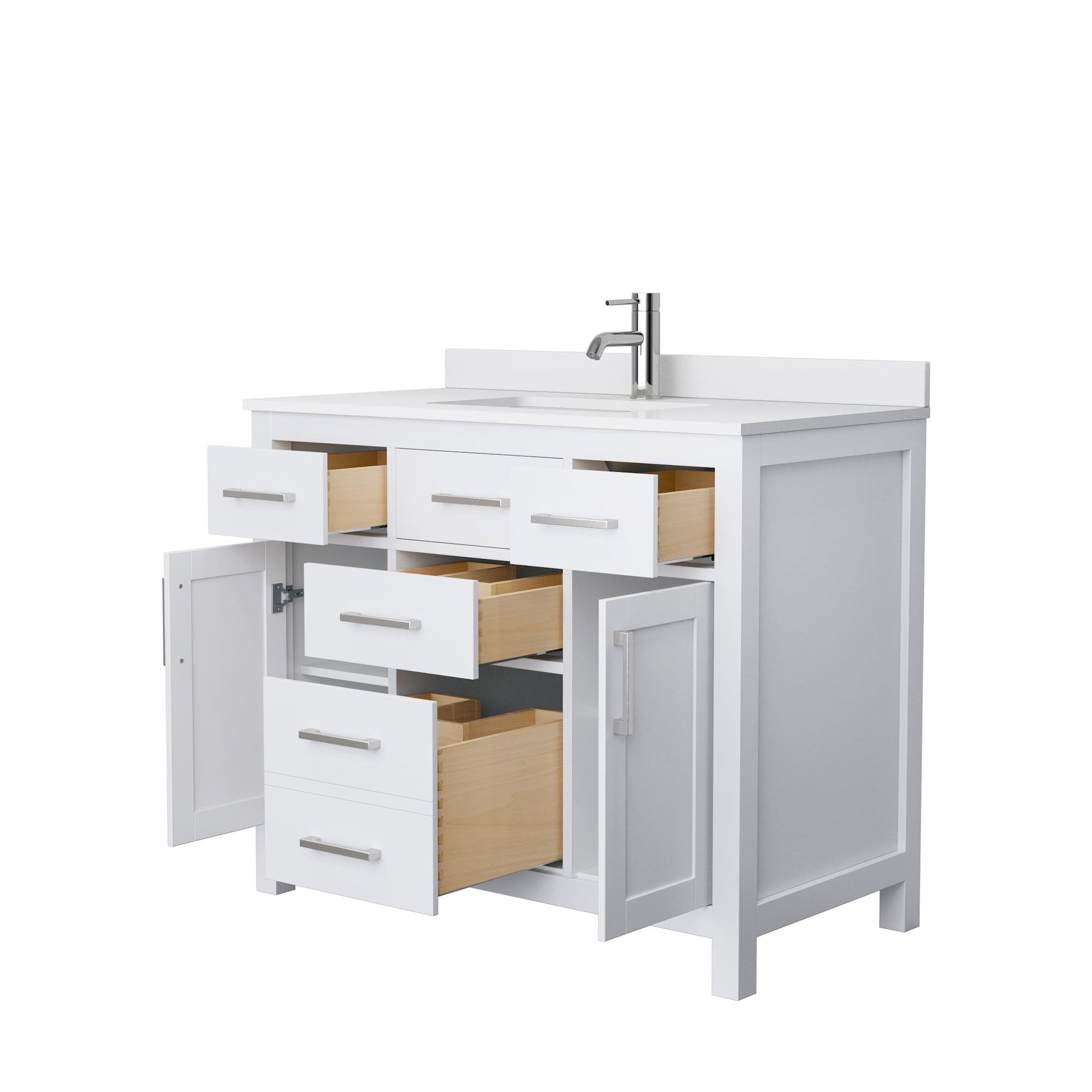 Wyndham Collection Beckett Single Bathroom Vanity with White Cultured Marble Countertop, Undermount Square Sink, No Mirror - Sea & Stone Bath
