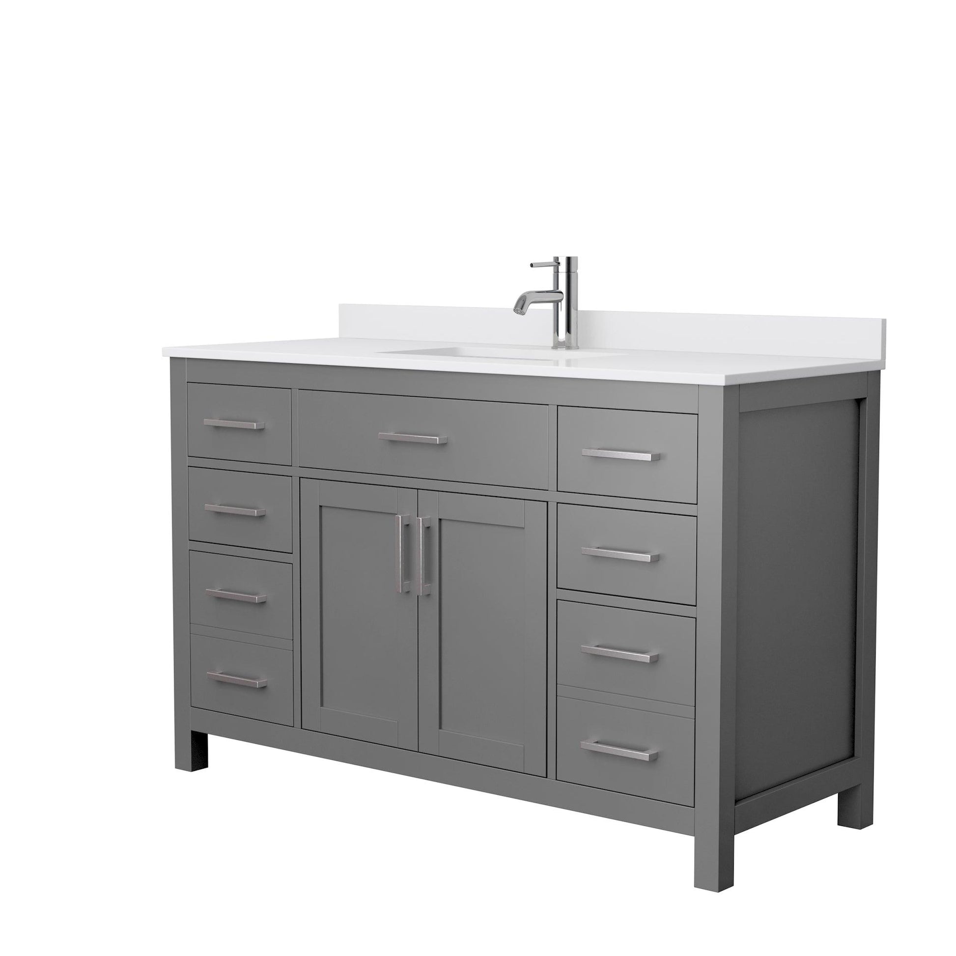 Wyndham Collection Beckett Single Bathroom Vanity with White Cultured Marble Countertop, Undermount Square Sink, No Mirror - Sea & Stone Bath