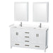 Wyndham Collection Sheffield Double Bathroom Vanity with White Cultured Marble Countertop, Undermount Square Sinks, Optional Mirror/Medicine Cabinet - Sea & Stone Bath
