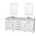 Wyndham Collection Berkeley Double Bathroom Vanity in White with White Carrara Marble Top with White Undermount Oval Sinks and Optional Mirrors - Sea & Stone Bath