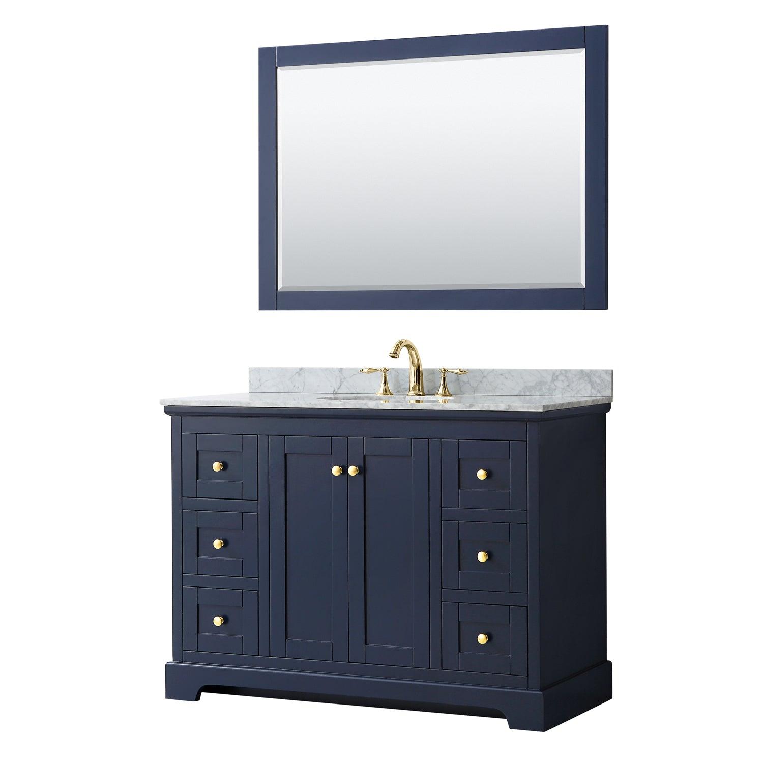 
  
  Wyndham Collection Avery Single Bathroom Vanity with White Carrara Marble Countertop, Undermount Oval Sink, Optional Mirror
  

