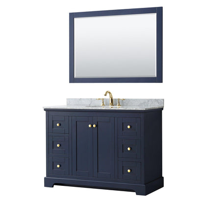 Wyndham Collection Avery Single Bathroom Vanity with White Carrara Marble Countertop, Undermount Oval Sink, Optional Mirror - Sea & Stone Bath