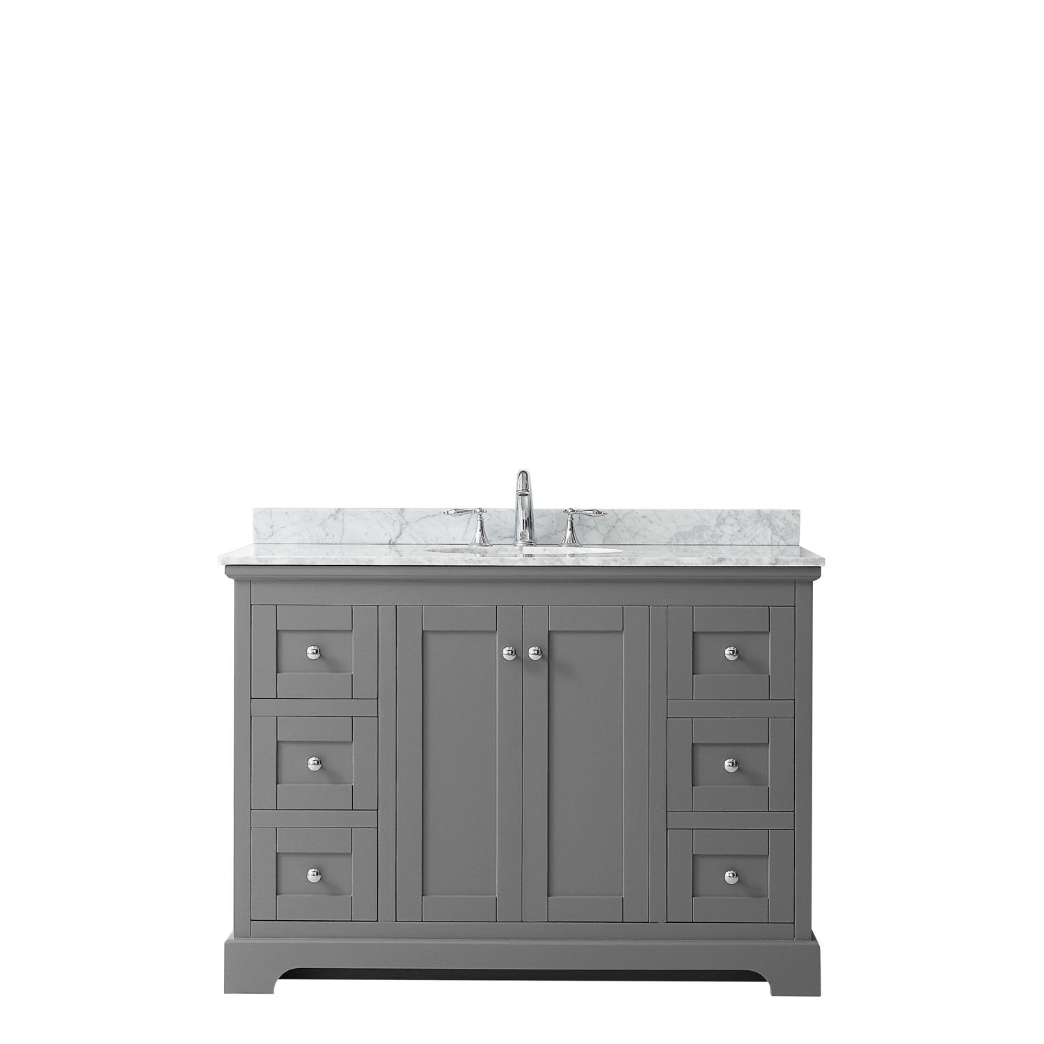 
  
  Wyndham Collection Avery Single Bathroom Vanity with White Carrara Marble Countertop, Undermount Oval Sink, Optional Mirror
  
