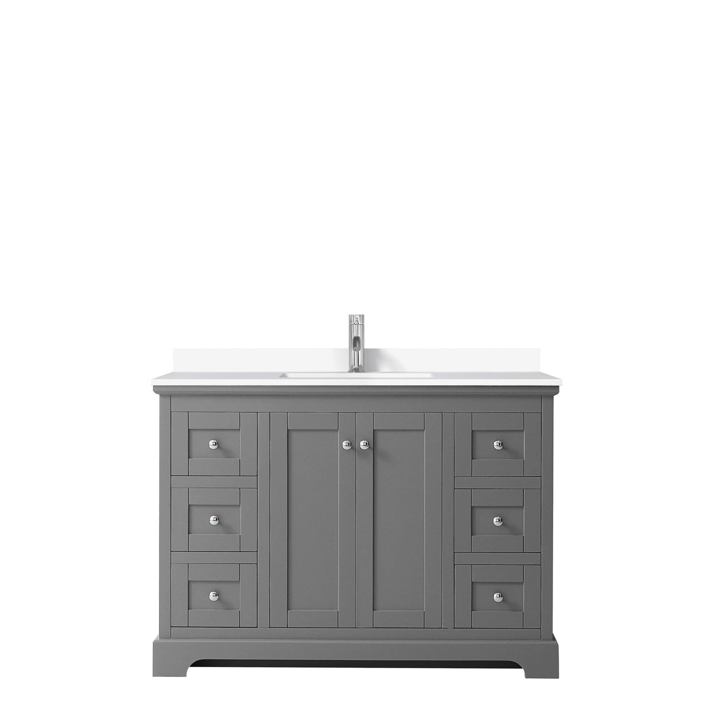 Wyndham Collection Avery Single Bathroom Vanity with White Cultured Marble Countertop, Undermount Square Sink, Optional Mirror - Sea & Stone Bath